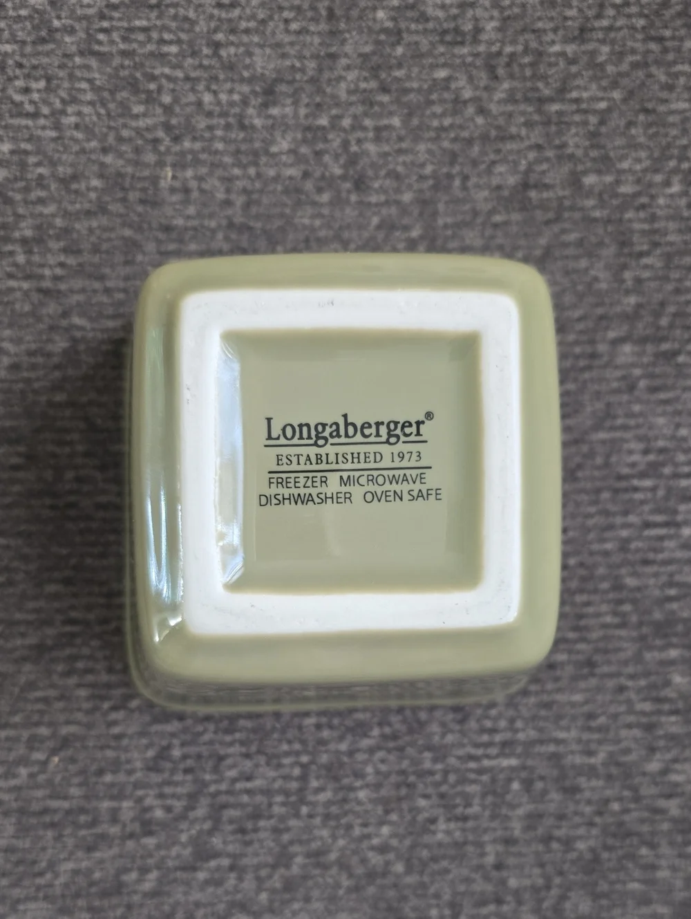 Longaberger Sage Green Square Ceramic Dish